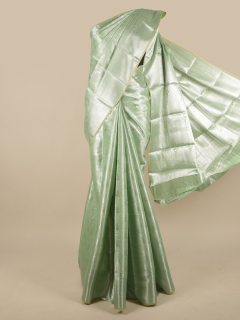 

Pothys Green & Silver-Toned Ethnic Motifs Zari Jute Silk Saree
