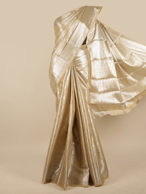 

Pothys Gold-Toned & Silver-Toned Ethnic Motifs Zari Jute Silk Saree