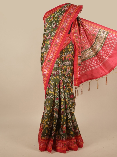 

Pothys Green & Pink Kalamkari Printed Cotton Blend Saree