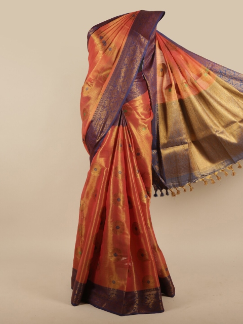 

Pothys Rust & Purple Ethnic Motifs Zari Jute Silk Saree