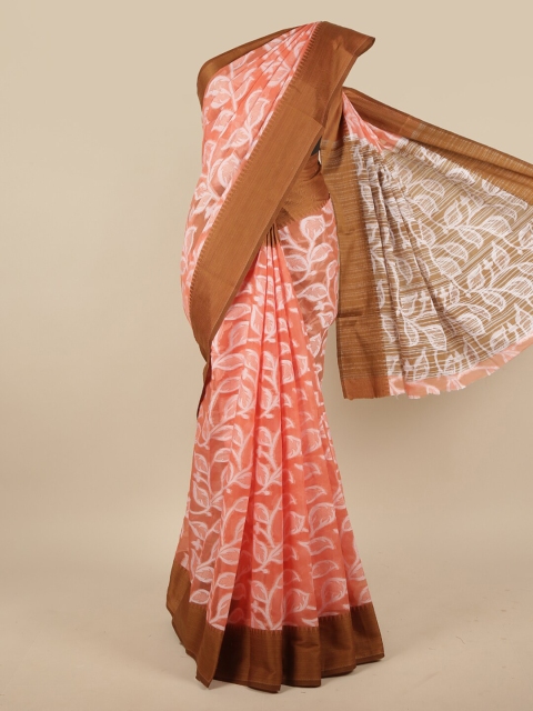 

Pothys Women Pink & White Printed Jute Silk Saree