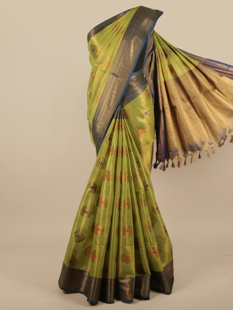 

Pothys Green & Navy Blue Ethnic Motifs Zari Jute Silk Saree