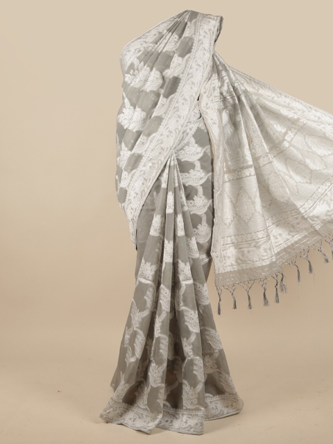 

Pothys Grey & White Woven Design Jute Silk Saree