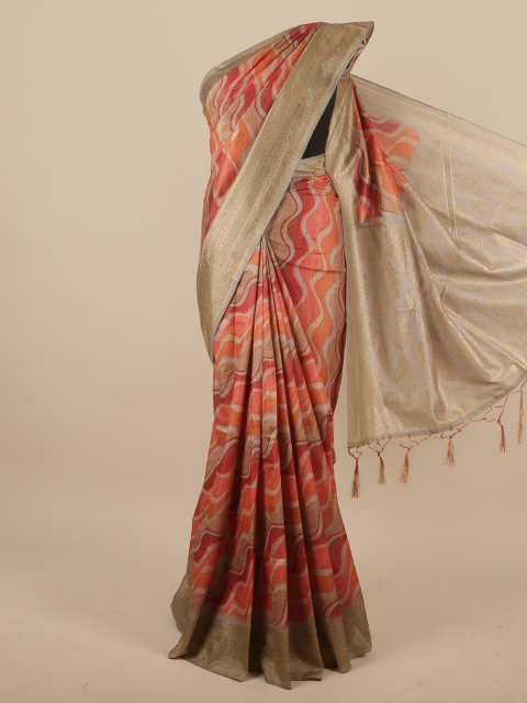 

Pothys Red & Grey Printed Jute Silk Saree