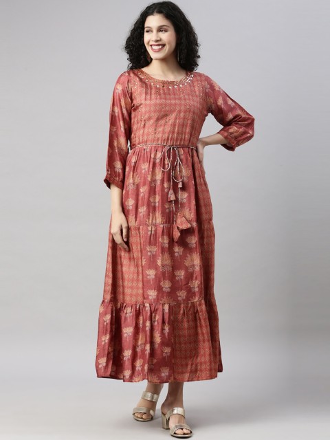 

GOLDSTROMS Women Rust Ethnic Motifs Printed Anarkali Kurta
