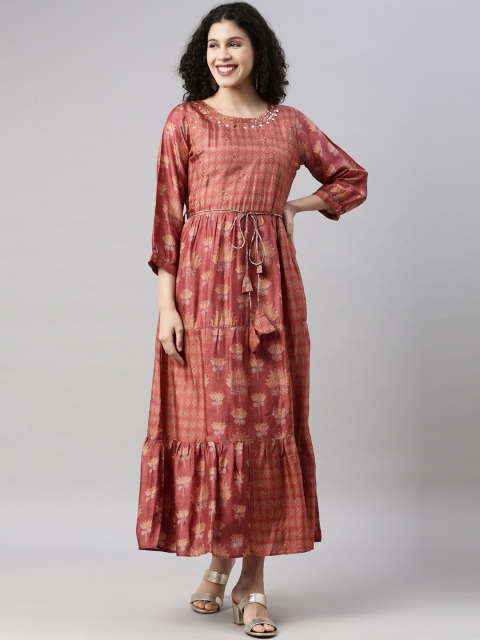 

GOLDSTROMS Women Rust Ethnic Motifs Printed Anarkali Kurta