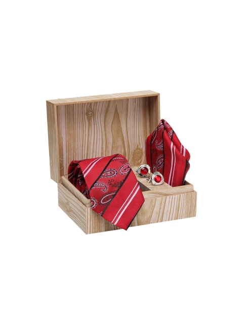 

ELLIS Men Red & Silver-Toned Accessory Gift Set