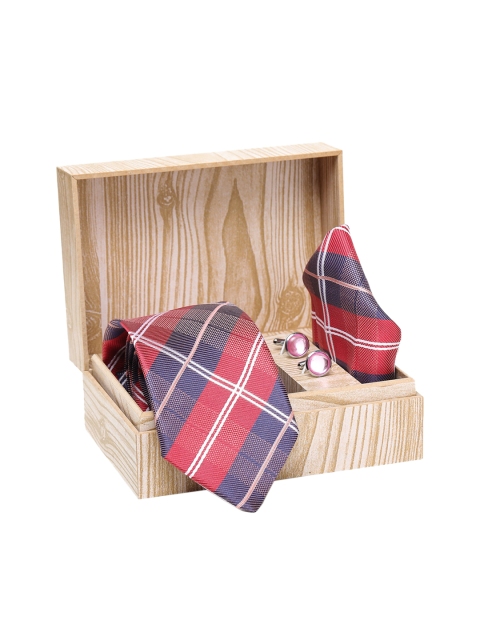 

ELLIS Men Red & Purple Checked Accessory Gift Set