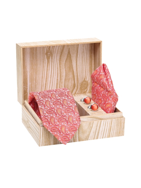 

ELLIS Men Red & Orange Printed Accessory Gift Set