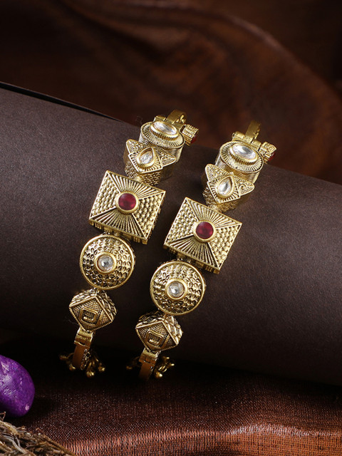 

Adwitiya Collection Set Of 2 Gold-Plated & Stone-Studded Ghungroo Bangles