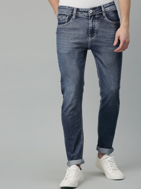 

Code 61 Men Navy Blue Skinny Fit Low-Rise Heavy Fade Stretchable Jeans