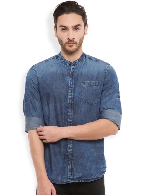 

LOCOMOTIVE Men Blue Slim Fit Self-design Casual Shirt