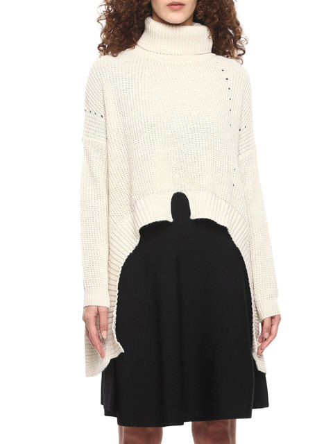 

Rinascimento Women White Open Knit Pullover Sweater