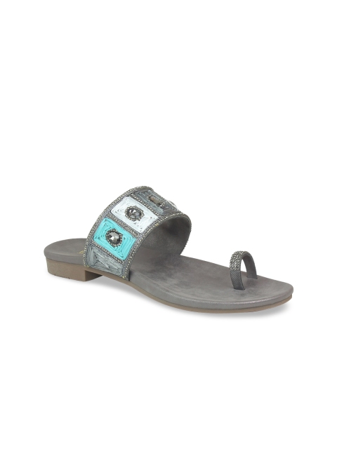 

Inc 5 Grey Embellished Ethnic Block Sandals