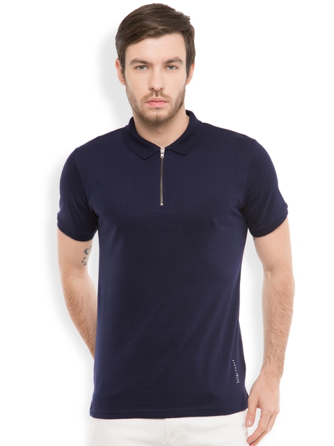 

HIGHLANDER Men Navy Blue Solid Polo Collar T-Shirt