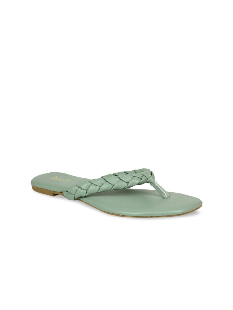 

Inc 5 Women Green Woven Design Open Toe Flats