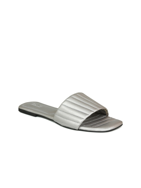 

Inc 5 Women Grey Striped Open Toe Flats