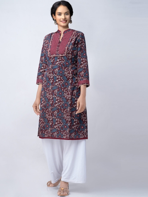 

Unnati Silks Women Brown Floral Printed Cotton Kurta