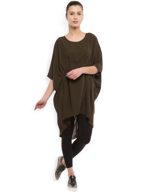 

Tokyo Talkies Olive Green High-Low Tunic