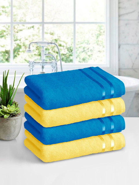 

Story@home Blue & Yellow Pack of 4 450 GSM Pure Cotton Bath Towels