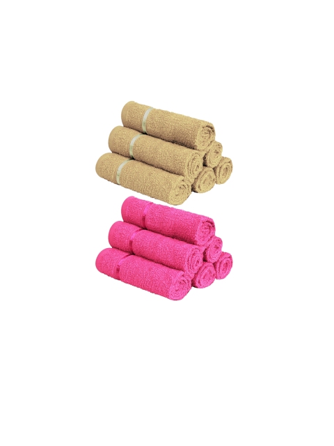 

Story@home Set Of 12 Solid 450 GSM Pure Cotton Face Towels, Pink