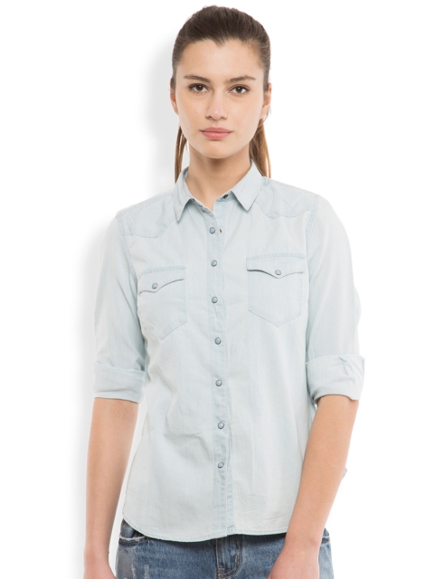 

Tokyo Talkies Women Blue Classic Fit Denim Casual Shirt