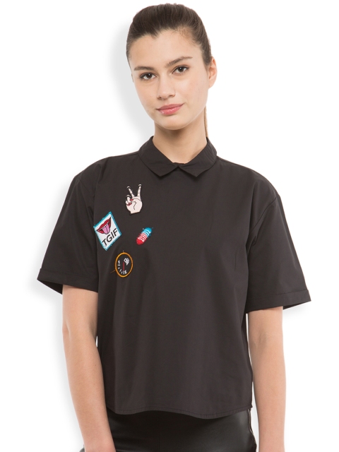 

Tokyo Talkies Women Black Boxy Top