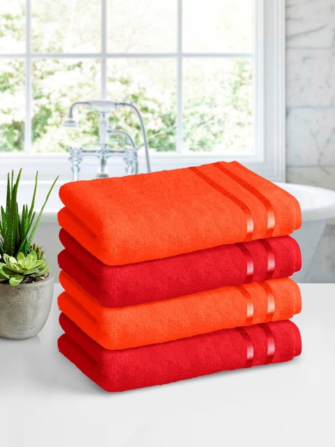 

Story@home Set of 4 Pure Cotton 450 GSM Bath Towel, Orange