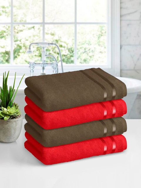 

Story@home Brown & Red Pack of 4 450 GSM Pure Cotton Bath Towels