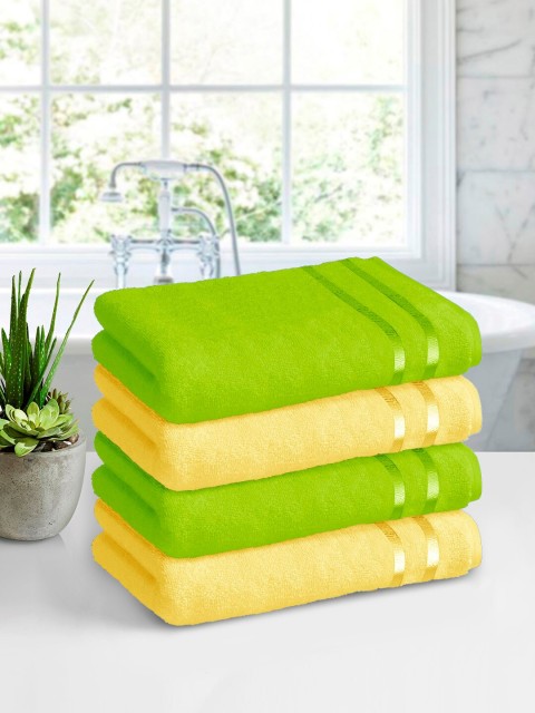 

Story@home Green & Yellow Pack of 4 450 GSM Pure Cotton Bath Towels