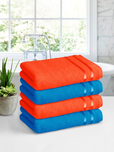 

Story@home Orange & Blue Pack of 4 450 GSM Pure Cotton Bath Towels