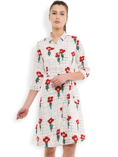 

Tokyo Talkies Women White Printed Shirt Dress