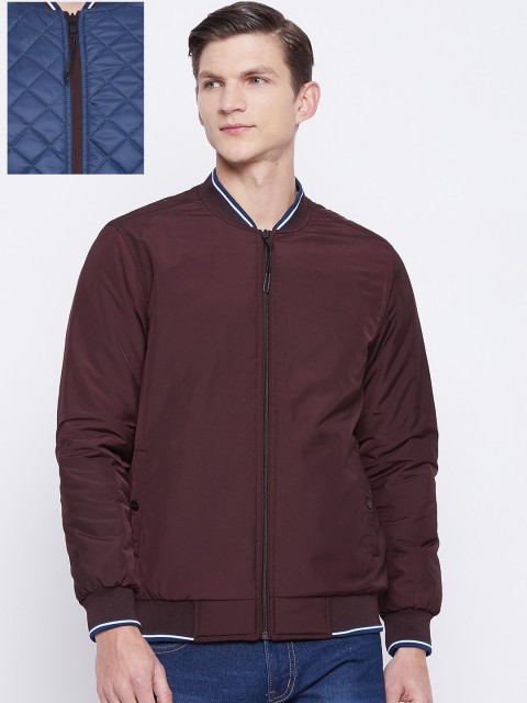 

Okane Men Burgundy & Blue Reversible Bomber Jacket