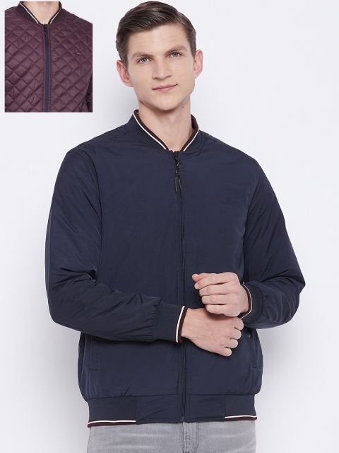 

Okane Men Navy Blue Reversible Bomber Jacket
