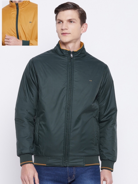 

Okane Men Green & Mustard Yellow Reversible Bomber Jacket