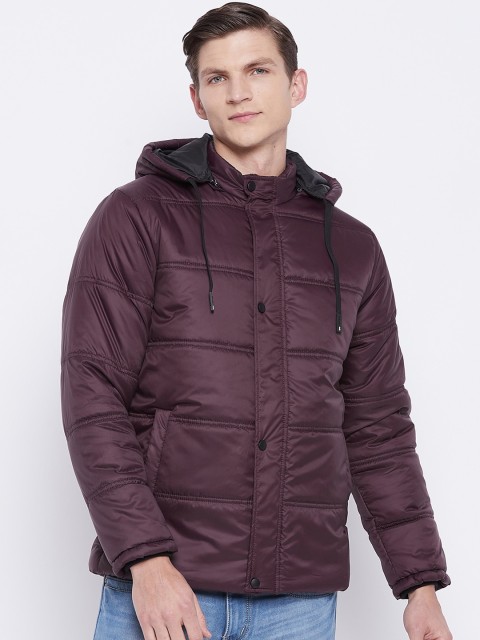 

Okane Men Burgundy Lightweight Padded Hooded Jacket