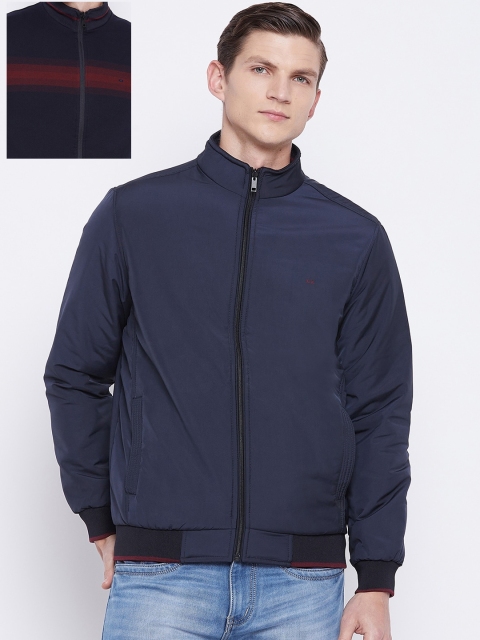 

Okane Men Navy Blue Reversible Bomber Jacket