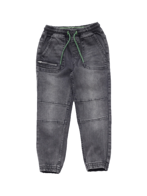 

Lil Lollipop Kids Grey Mildly Distressed Jogger Fit Cotton Jeans