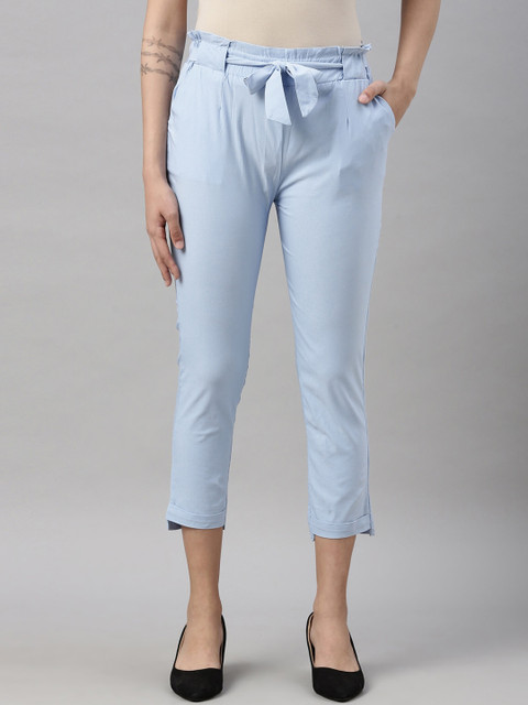 

GOLDSTROMS Women Blue Slim Fit Pleated Peg Trousers