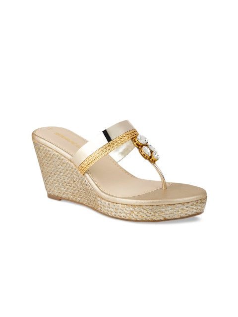 

Signature Sole Gold-Toned Ethnic Wedge Sandals