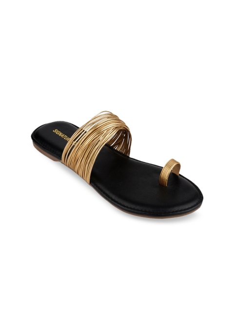 

Signature Sole Women Black Ethnic One Toe Flats