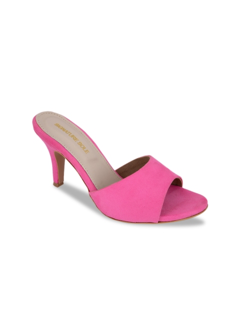 

Signature Sole Pink Suede Slim Heeled Sandals
