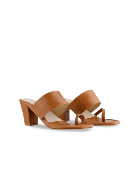 

Signature Sole Tan Brown Block Sandals
