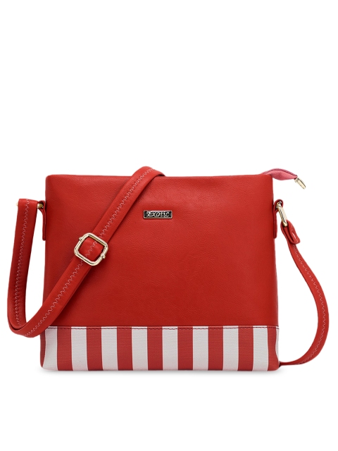 

Exotic Red Striped PU Structured Tote Bag