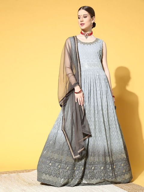 

Soch Women Grey Kurta with Dupatta