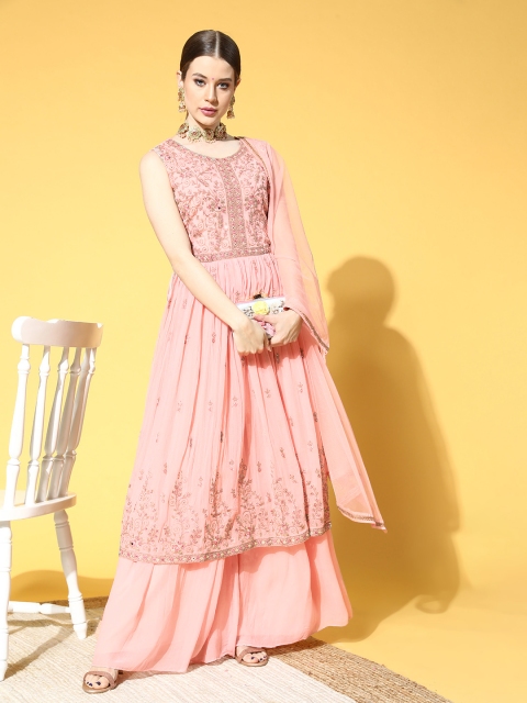 

Soch Women Pink Floral Kurta with Palazzos & With Dupatta