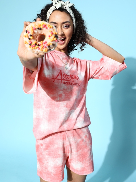 

Kanvin Pretty Pink Typography Bed to Beach PJ Set