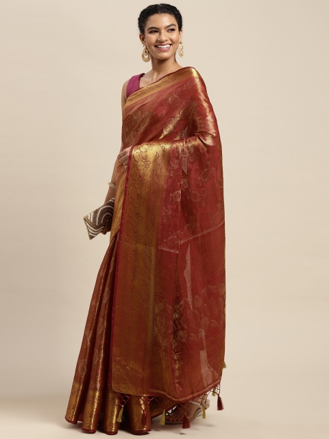 

MIMOSA Maroon Ethnic Motifs Saree