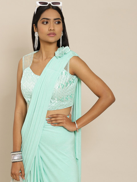 

Grancy Turquoise Blue Ready to Wear Saree