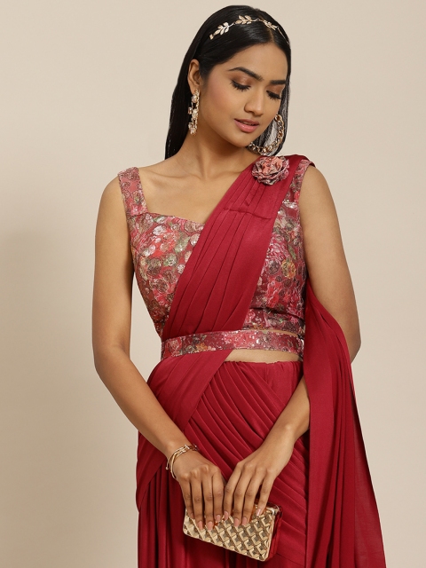 

Grancy Maroon Ready to Wear Saree